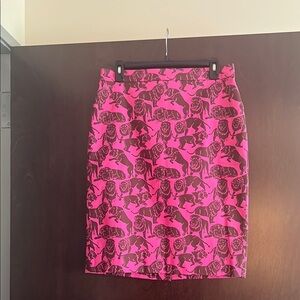 J. Crew Womens Size 8 Pink Lion Print No. 2 Pencil Skirt